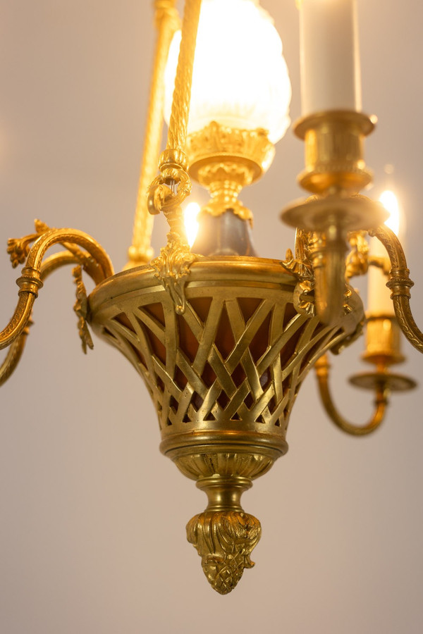 Louis XVI style ormolu chandelier. Circa 1900.