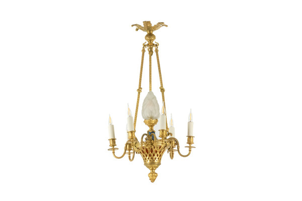 Louis XVI style ormolu chandelier. Circa 1900.