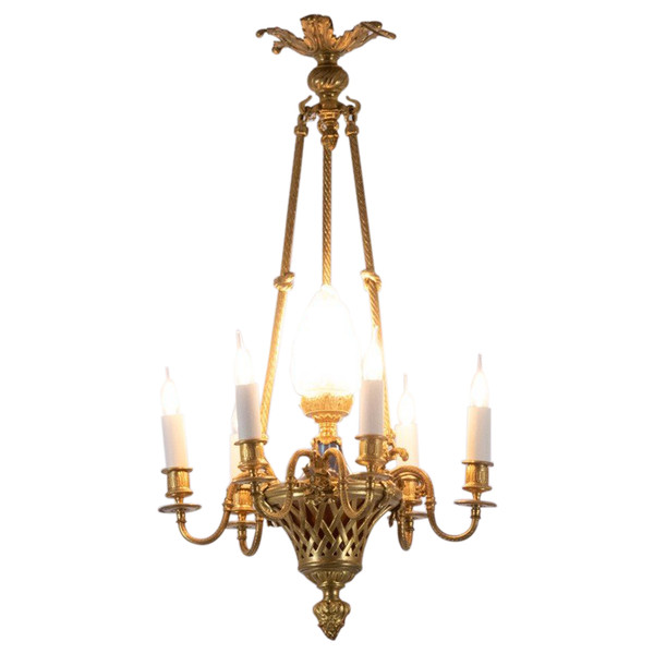 Louis XVI style ormolu chandelier. Circa 1900.