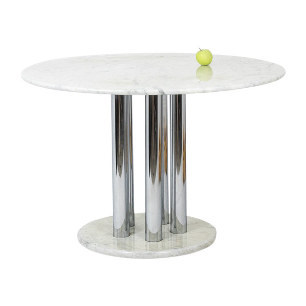 Round table in marble and chromed metal. 1970s