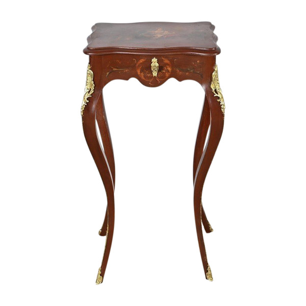 Petite Table à Ouvrage en Bois Laqué, style Louis XV – Fin XIXe