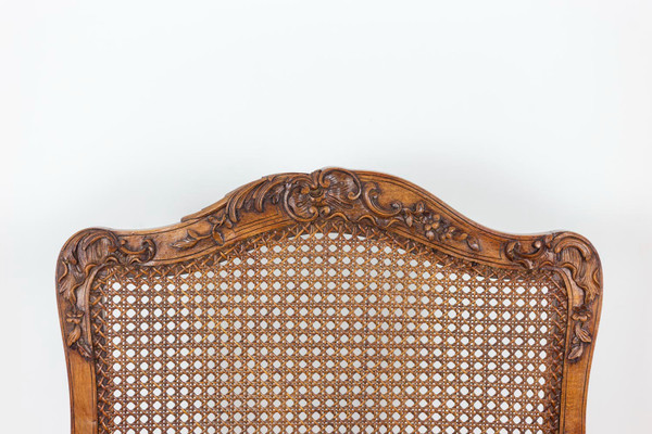 Pair of Regence style armchairs in beech and cane, twentieth century