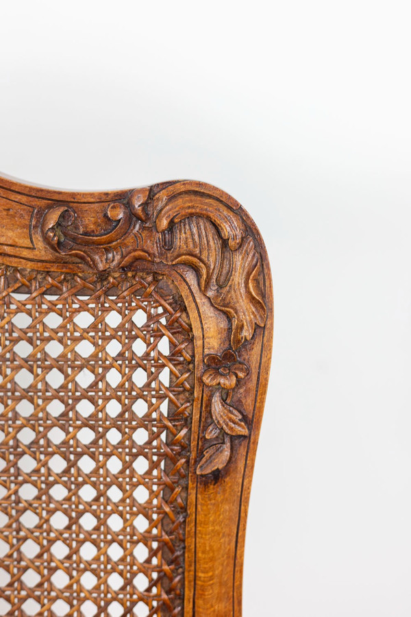 Pair of Regence style armchairs in beech and cane, twentieth century