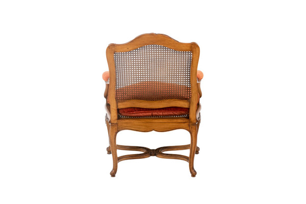 Pair of Regence style armchairs in beech and cane, twentieth century