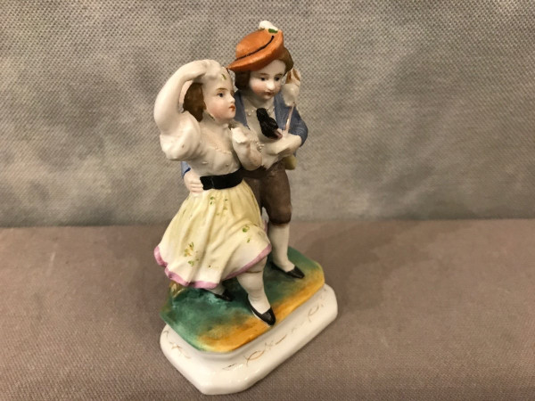 Petit groupe en porcelaine Allemande d'époque 19 ème 