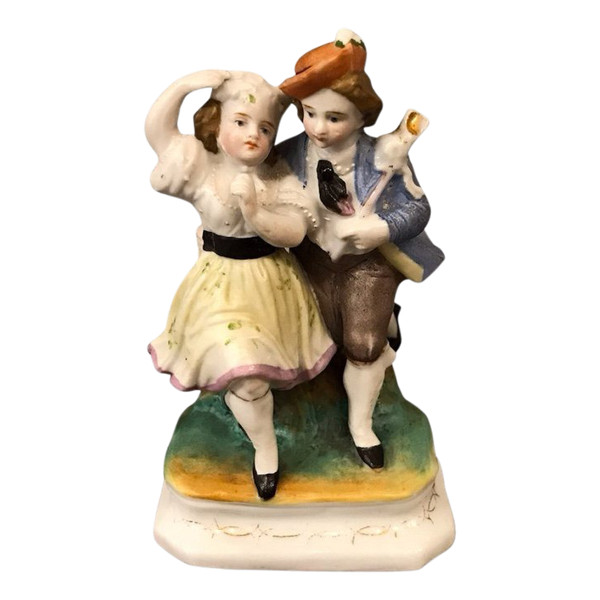 Petit groupe en porcelaine Allemande d'époque 19 ème 