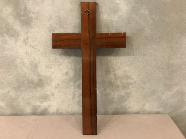 Beautiful 19th century Napoleon III bronze crucifix on varnished mahogany cross
