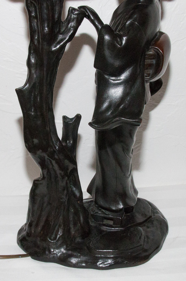 Geisha Bronze Lamp Meiji Period