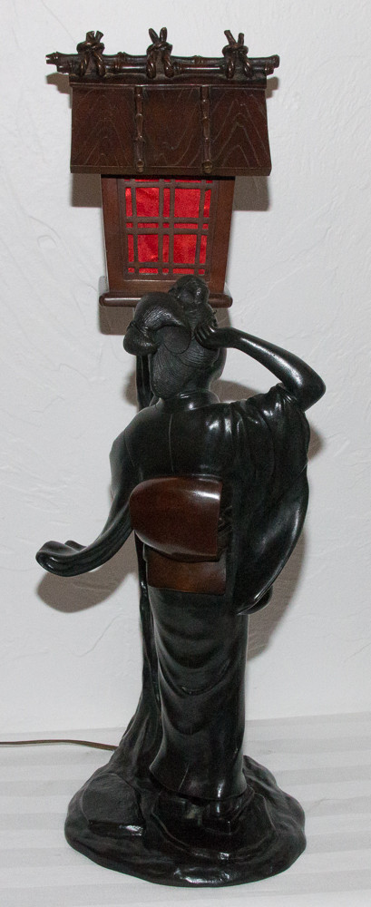 Geisha Bronze Lamp Meiji Period