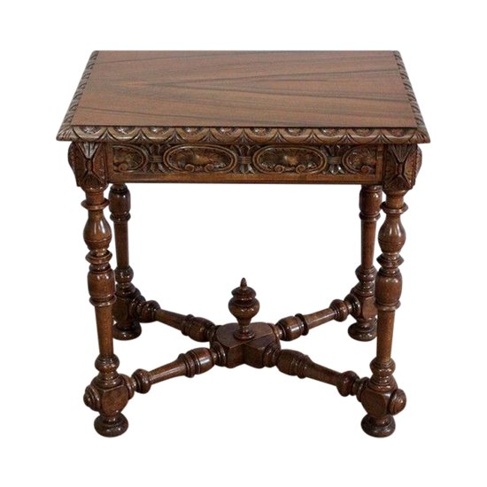  Small writing table in solid walnut, in the style of Louis XIV - late 19th century