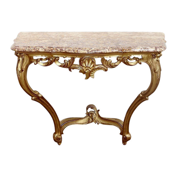 Wall console in gilded wood, Louis XV style - Mid 20th century