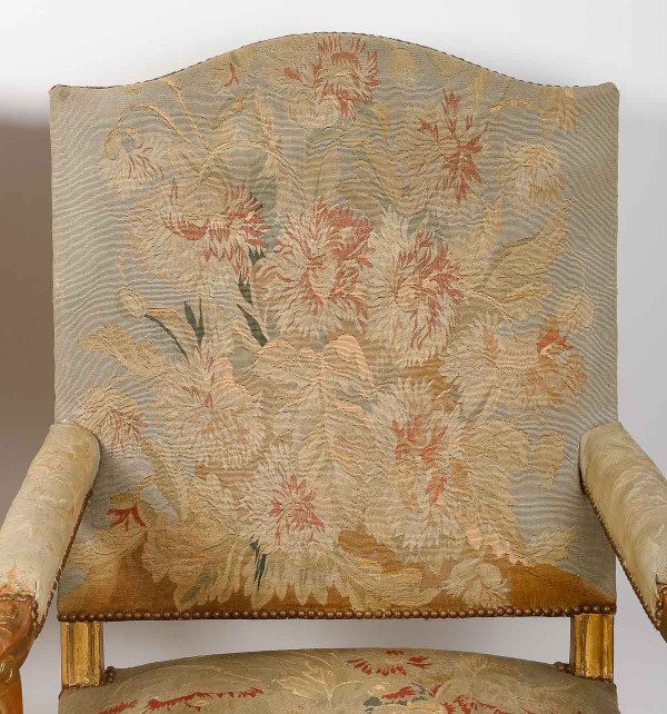 Pair of Regency-style armchairs in gilded wood, late 19th century