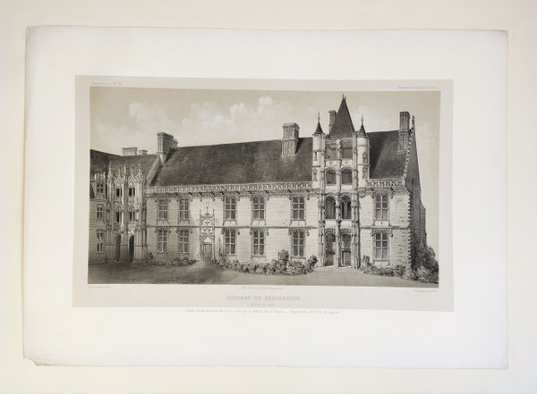 Château De Châteaudun Litografia Architettura Rinascimentale Di Victor Petit