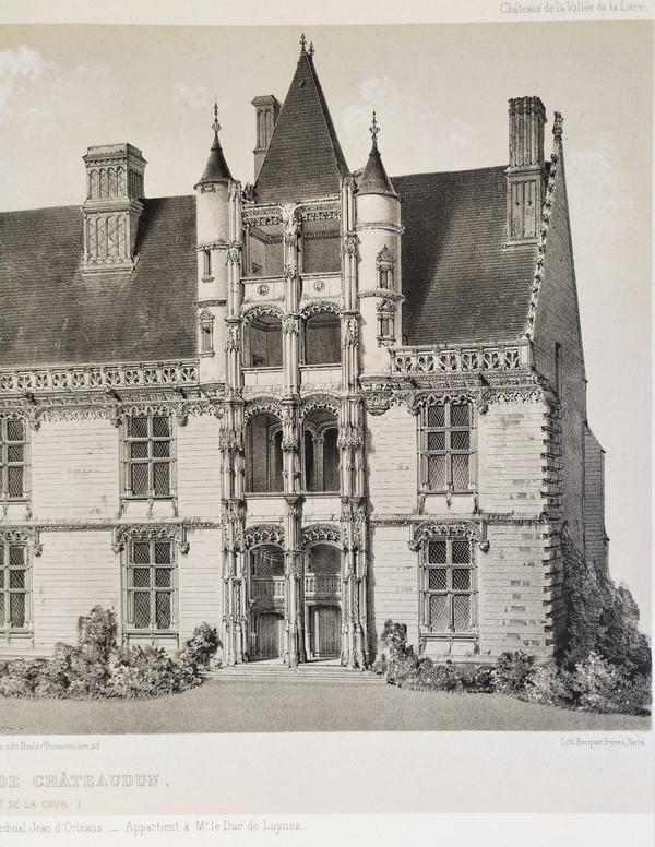 Château De Châteaudun Litografia Architettura Rinascimentale Di Victor Petit