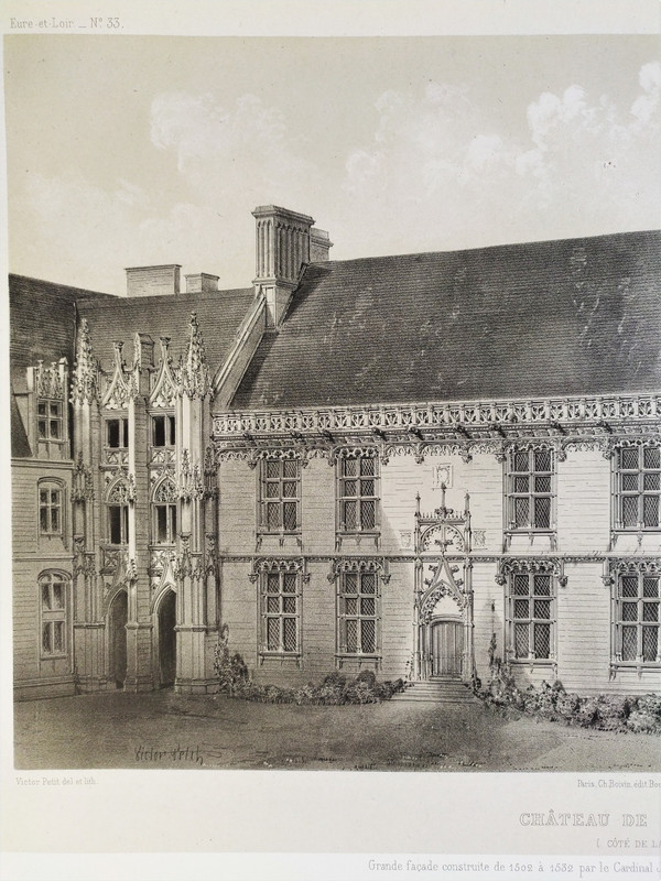 Château De Châteaudun Litografia Architettura Rinascimentale Di Victor Petit