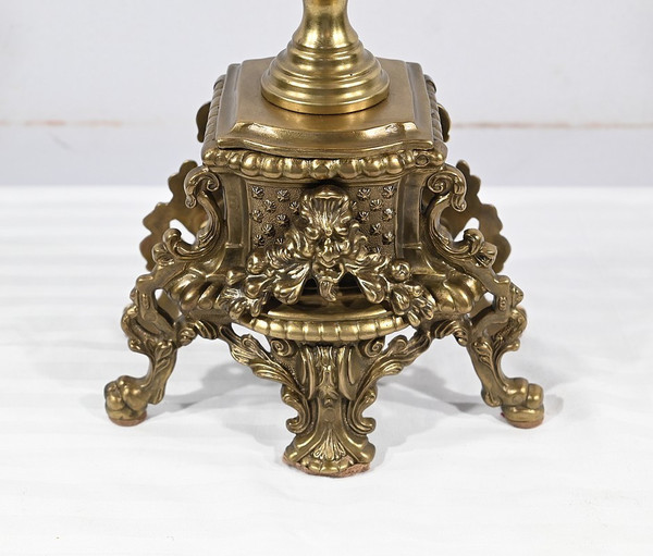 Coppia di grandi candelabri in bronzo dorato in stile Luigi XIV - Inizio XIX secolo