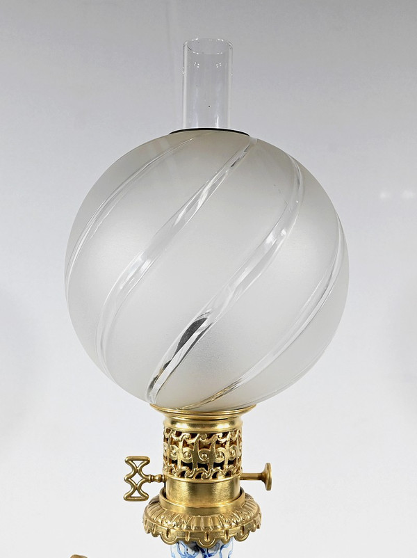 Petroleumlampe aus Steingut, Epoche Napoleon III - Mitte 19.
