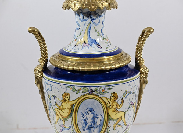 Petroleumlampe aus Steingut, Epoche Napoleon III - Mitte 19.