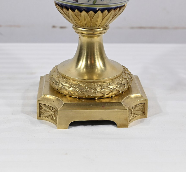 Petroleumlampe aus Steingut, Epoche Napoleon III - Mitte 19.