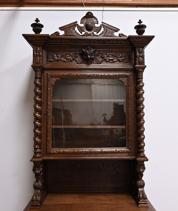 Étroit Meuble Vitrine en Chêne, style Louis XIII – Fin XIXe