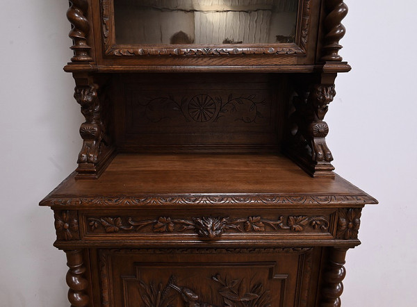 Étroit Meuble Vitrine en Chêne, style Louis XIII – Fin XIXe