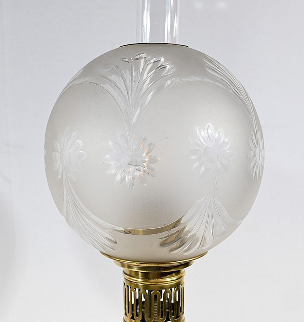 Coppia di lampade a olio in porcellana, elettrificate - Fine XIX secolo