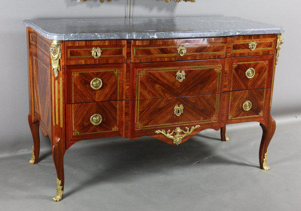  Commode Transition En Marqueterie XVIIIème