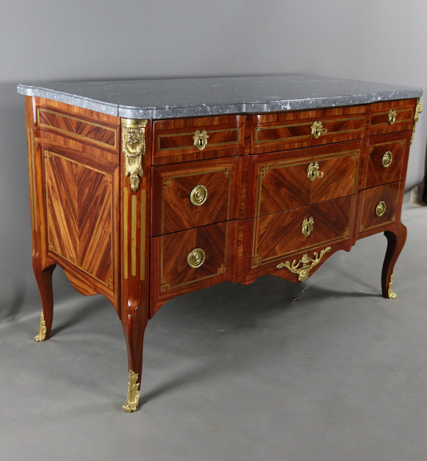  Commode Transition En Marqueterie XVIIIème