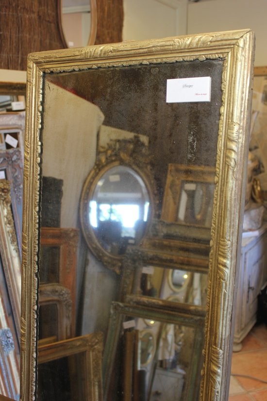 Louis XVI gilded wood mirror, mercury ice
