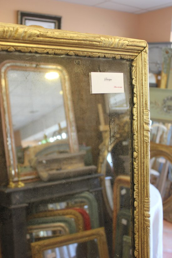 Louis XVI gilded wood mirror, mercury ice