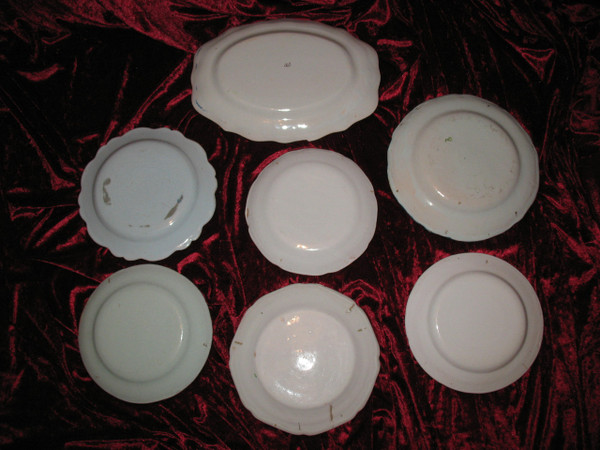 Regional earthenware collection plates and dishes various origins 7 pieces