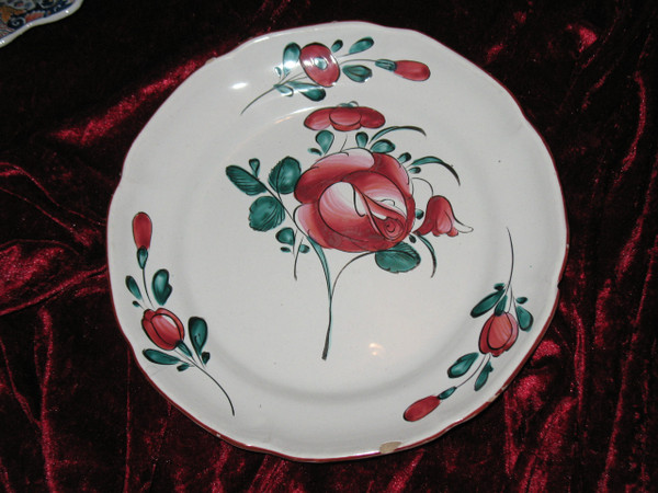 Regional earthenware collection plates and dishes various origins 7 pieces