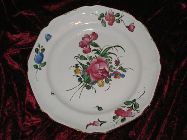 Regional earthenware collection plates and dishes various origins 7 pieces