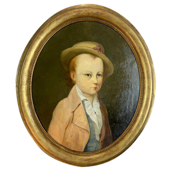 OIL ON OVAL CANVAS ( PORTRAIT )" late 18th century PROVENANCE DU CHATEAU DE BRIALY "