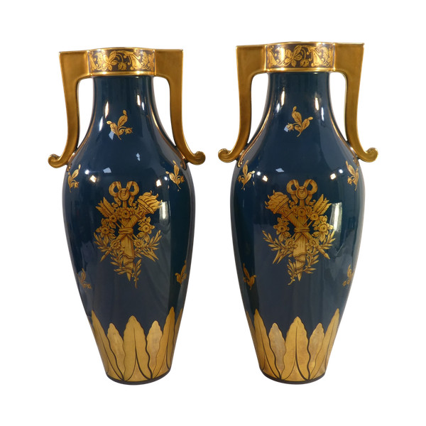 Pair of large porcelain vases from TOURS JAGUET PINON 58.5 cm