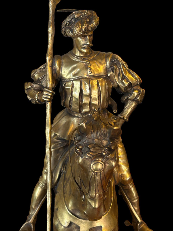 Emmanuel Frèmiet Parigi (1824-1910) La Saint Hubert 1520 Grande bronzo dorato