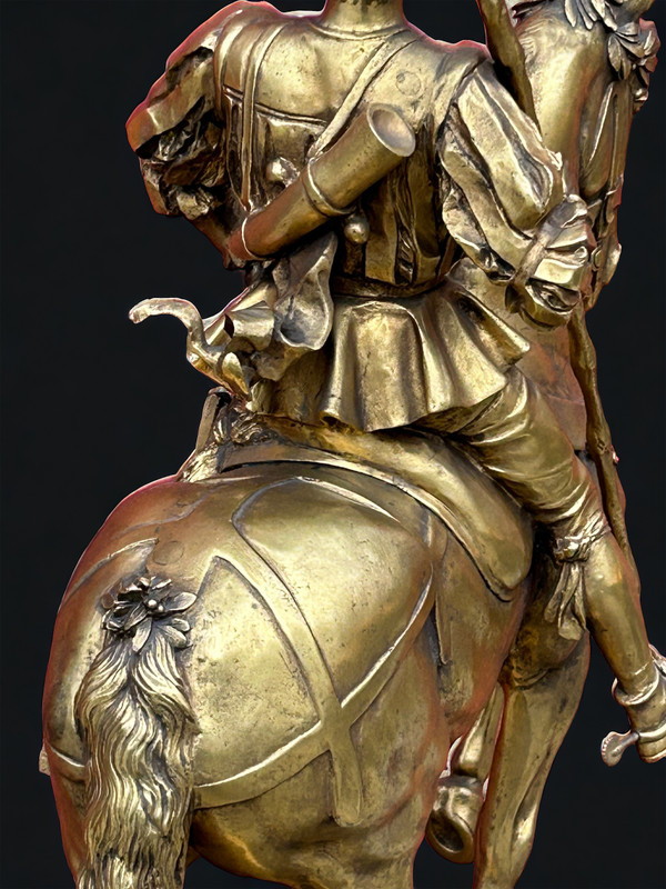 Emmanuel Frèmiet Parigi (1824-1910) La Saint Hubert 1520 Grande bronzo dorato