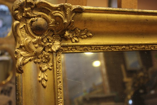 Small old rectangle mirror with gold leaf and mercury