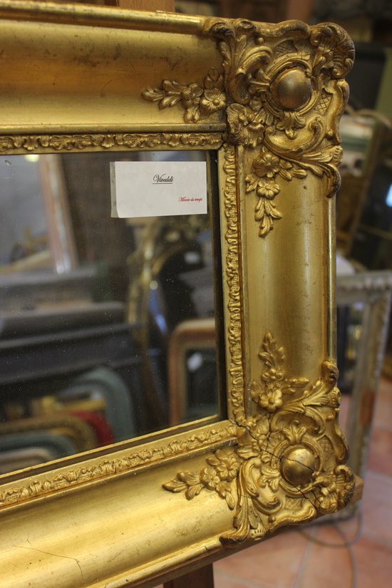 Small old rectangle mirror with gold leaf and mercury