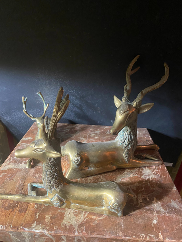 Tre cervi degli anni '60" in bronzo lucido, opera norvegese