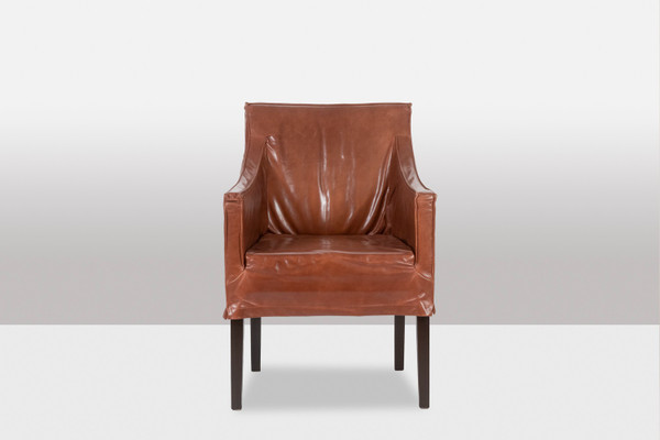 Lintello. Paire de fauteuil en cuir camel. Années 1970.