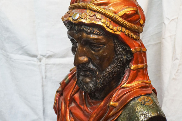 BUSTO ORIENTALISTA IN BRONZO POLICROMO