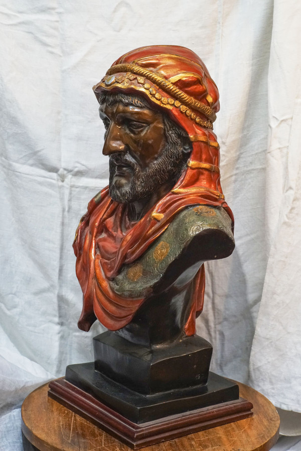 BUSTO ORIENTALISTA IN BRONZO POLICROMO