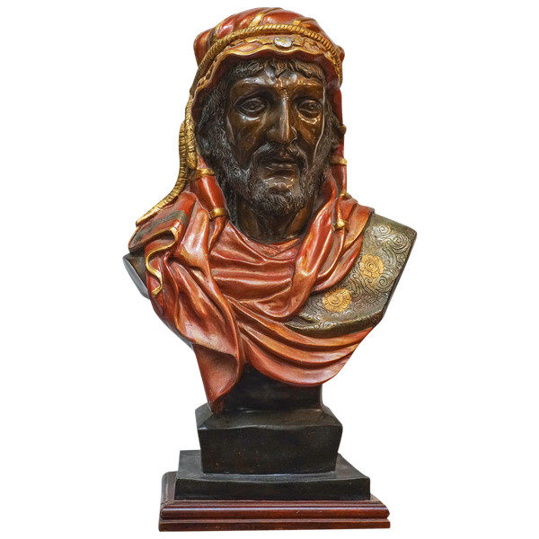 ORIENTALIST POLYCHROME BRONZE BUST