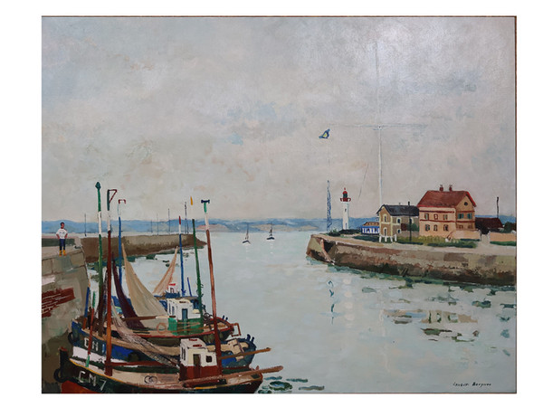  Port De Honfleur Signé Jacques Bouyssou Daté 1967