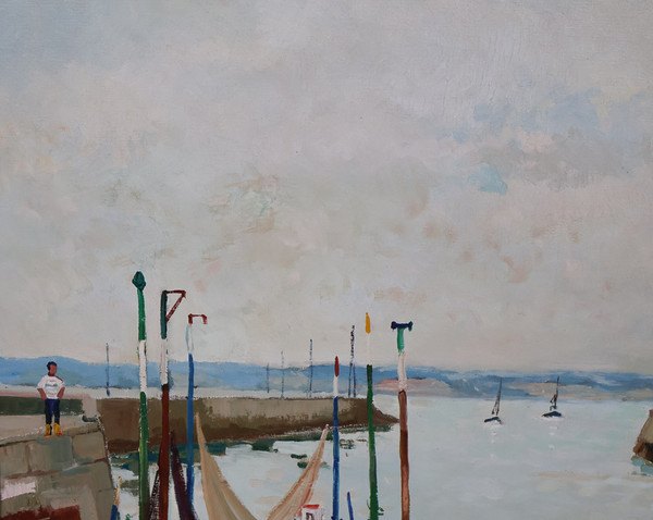  Port De Honfleur Signé Jacques Bouyssou Daté 1967