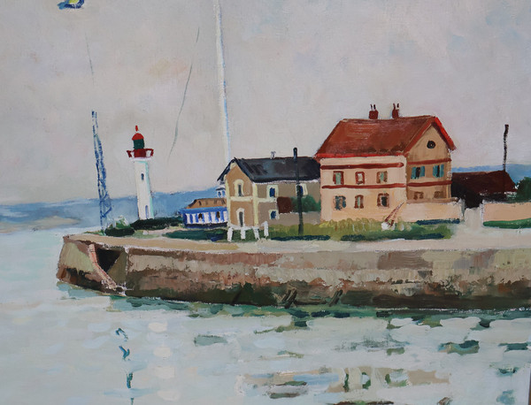 Port De Honfleur Signé Jacques Bouyssou Daté 1967