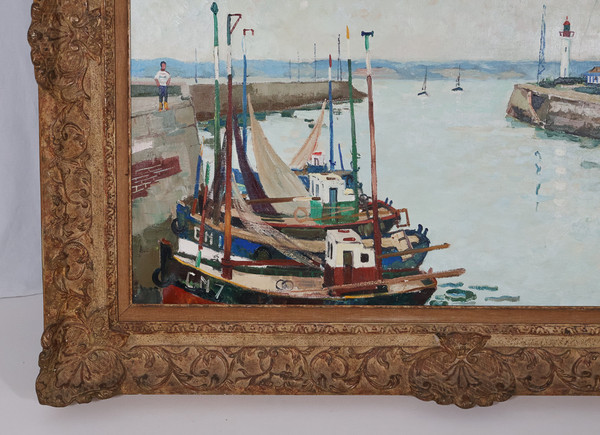  Port De Honfleur Signé Jacques Bouyssou Daté 1967