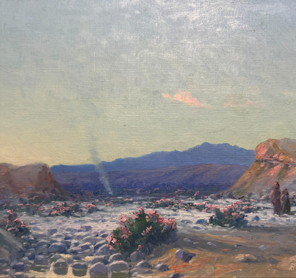 Marius Castelli ( 1870-1959) - Orientalist Landscape And Bedouins, 1914