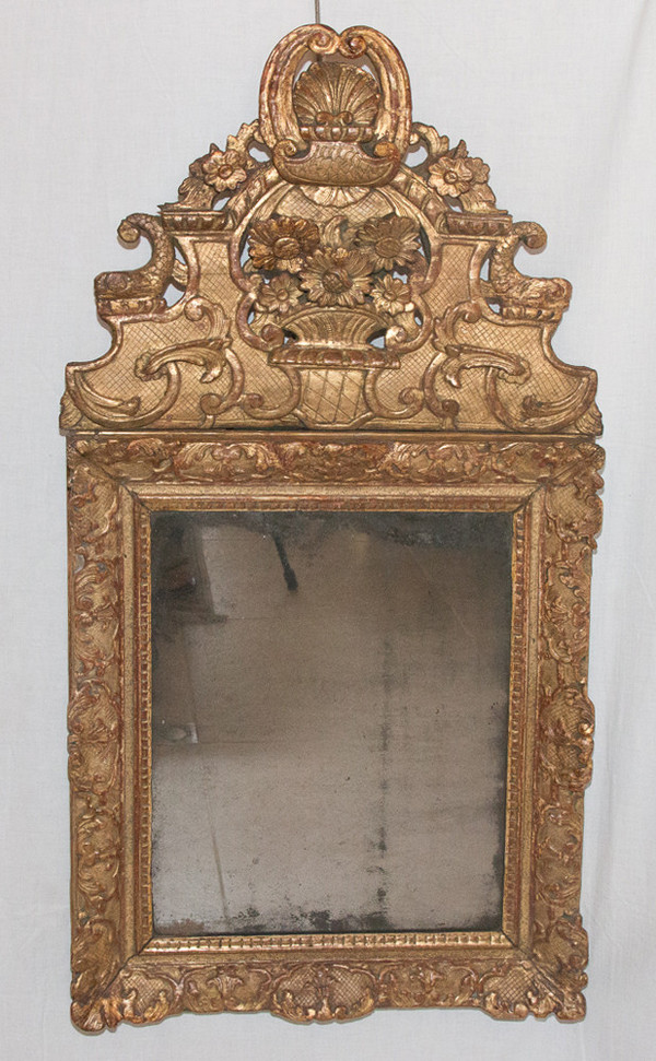 Miroir En Bois Sculpté Et Doré Époque Régence Circa 1720